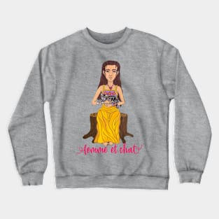 Femme et Chat, Woman and Cat Crewneck Sweatshirt